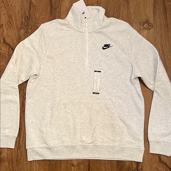 NWT Nike Sportswear Club Fleece Quarter Zip Sweatshirt Birch Heather - Picture 9 of 15